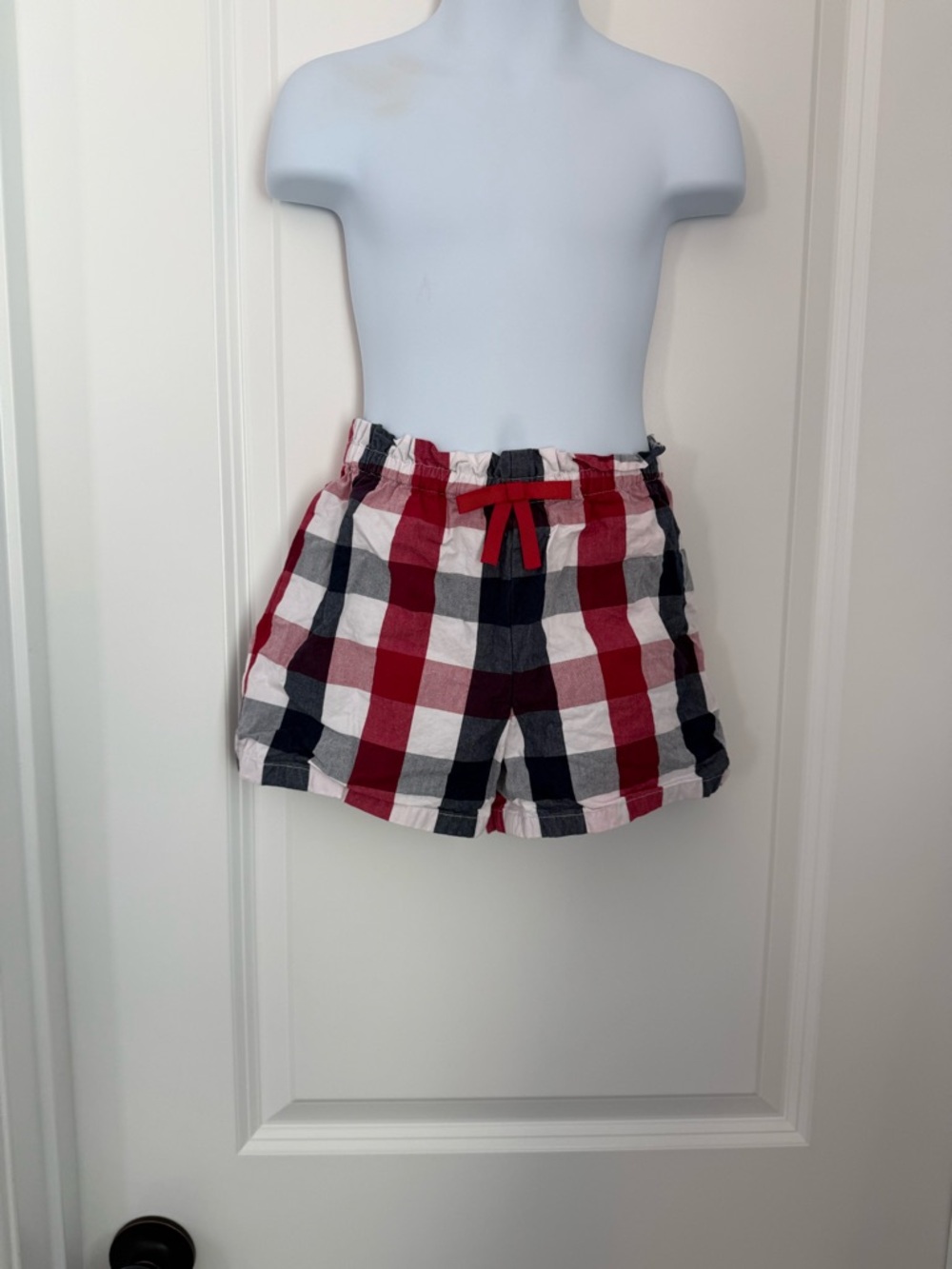 Gymboree Red, Navy & White Plaid Drawstring Shorts